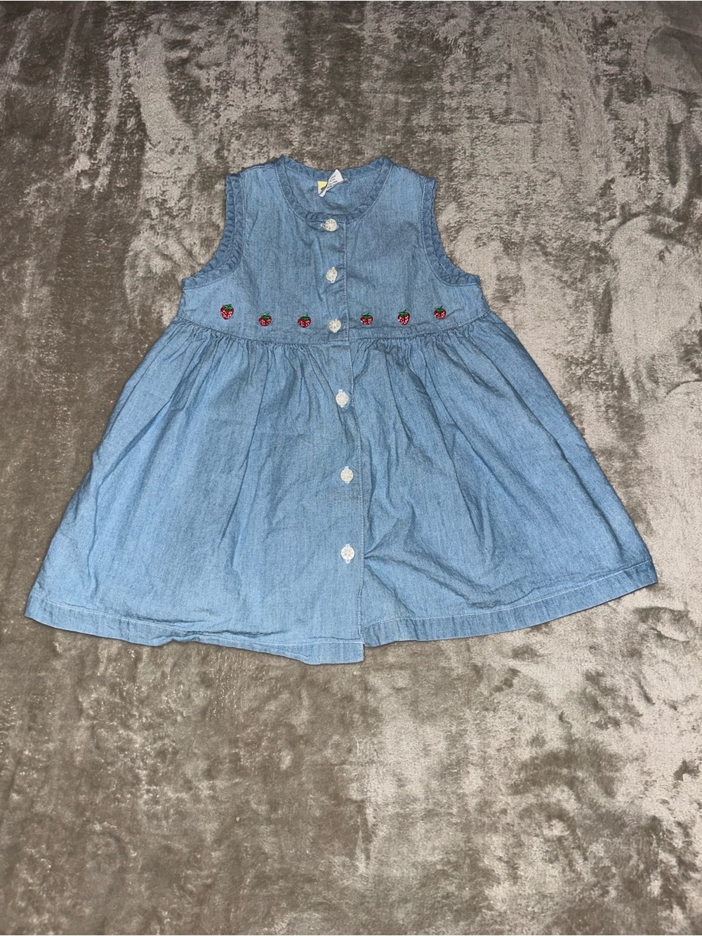 Old Navy Baby Girls Denim Dress with Strawberry Embroidery 18-24 months